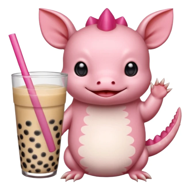 Axolotl waving while drinking boba tea sticker