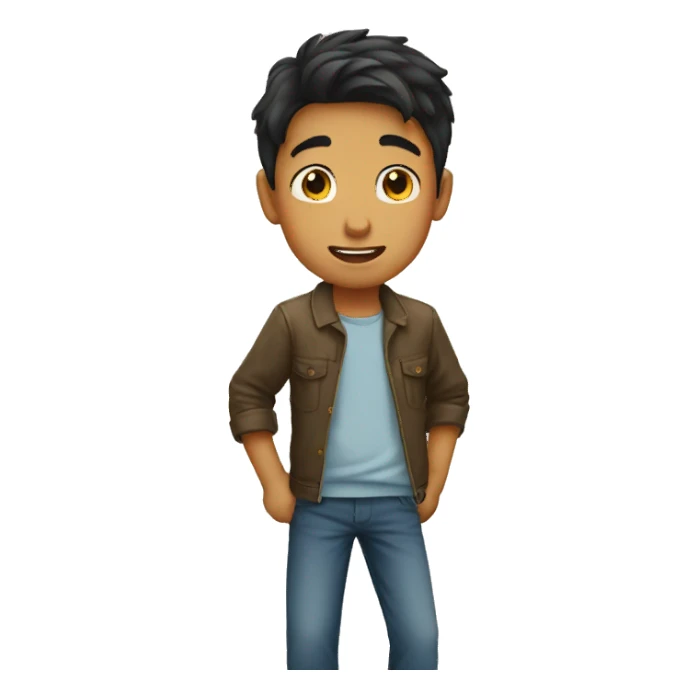 A boy pointing downwards sticker