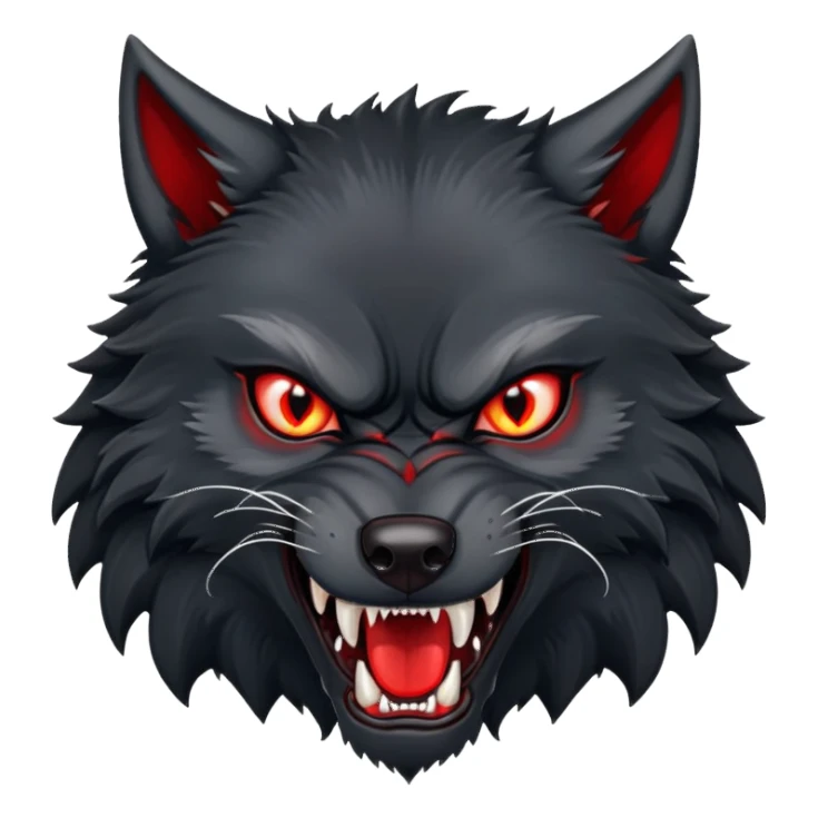 angry snarling black wolf with red eyes sticker