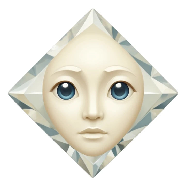 diamond shape carved from ivory. square tilted 45 degrees. head on view sticker
