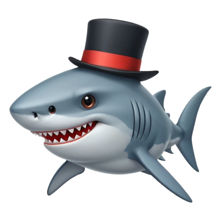 Shark with a top hat sticker
