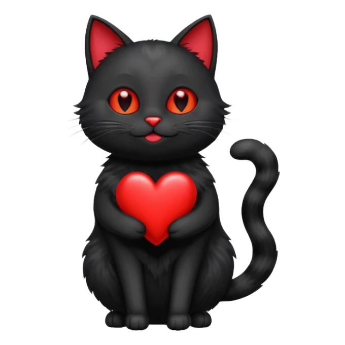 Magic cat with happy red heart with a late sticker