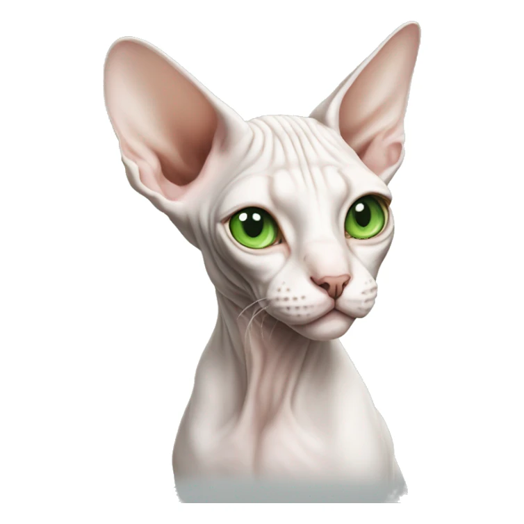 Sphynx cat white with green eyes sticker