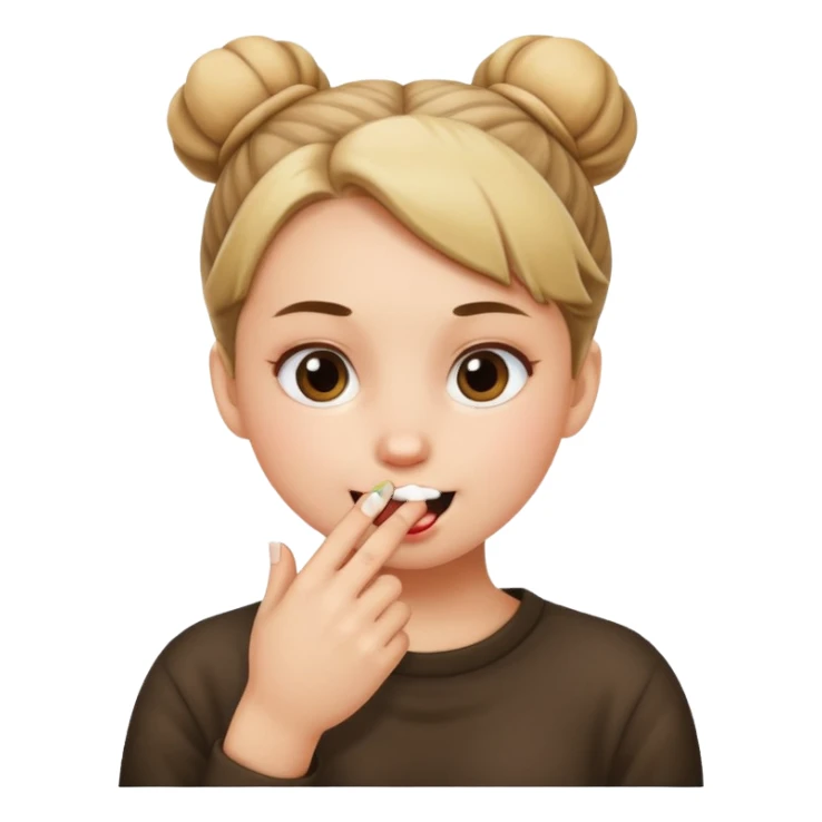 Una persona con moño , mordiéndose el dedo  sticker