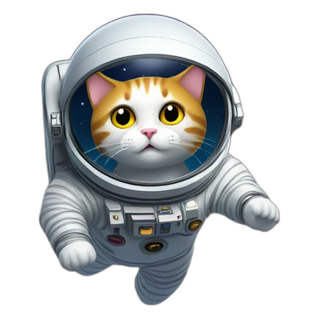 Space cat floating in space with galaxy sticker