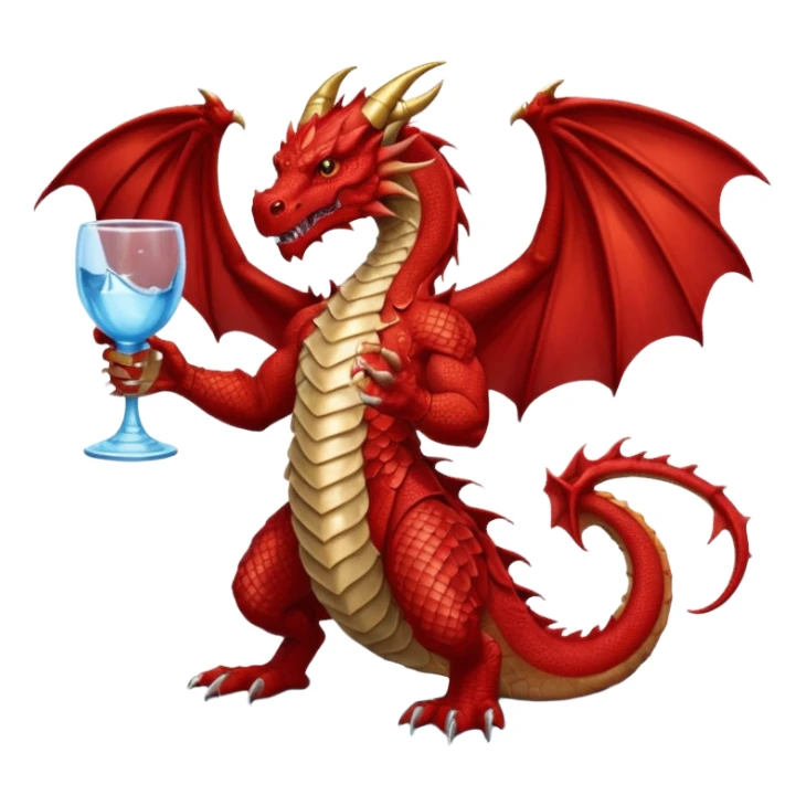 red dragon holding a drink sticker