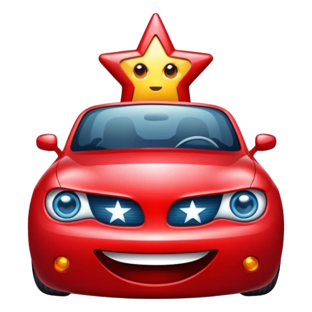Car with star in the eyes sticker