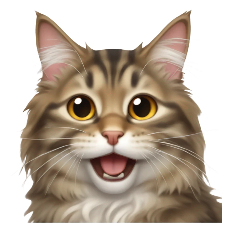 very cute yawning Mainecoon cat sticker