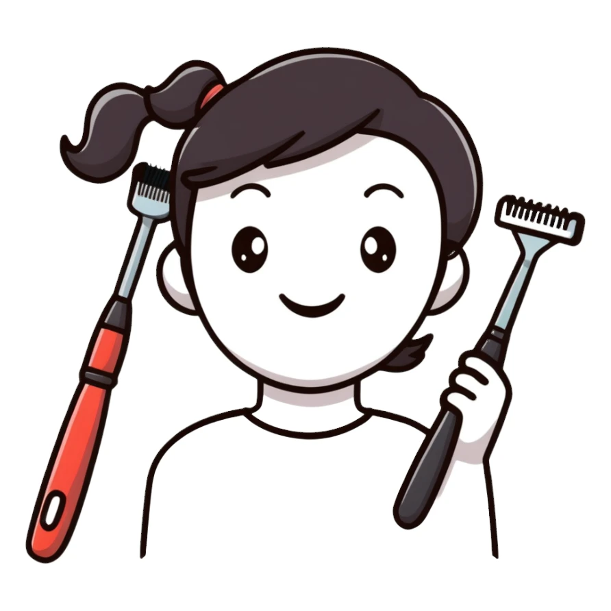 cute hair styling tools with smiling faces sticker