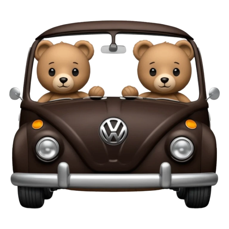 Two teddy bears in black Volkswagen  sticker