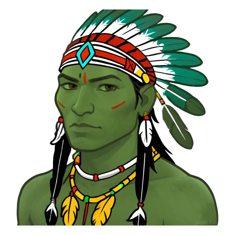 Brown skin apache with paint and feathers sticker