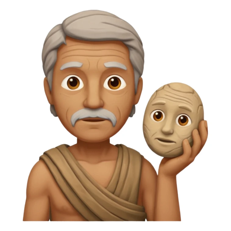 Ancient  man  with clay sculpture sticker