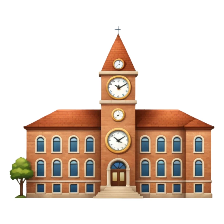 Campus building with clock tower sticker