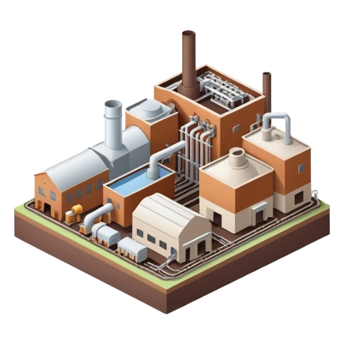 isometric paper factory brown sticker
