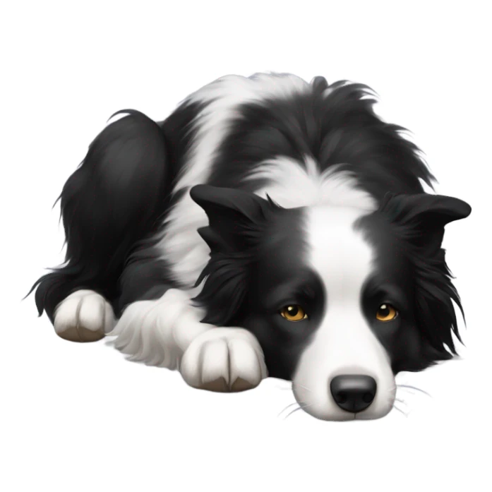Sleeping black and white border collie sticker