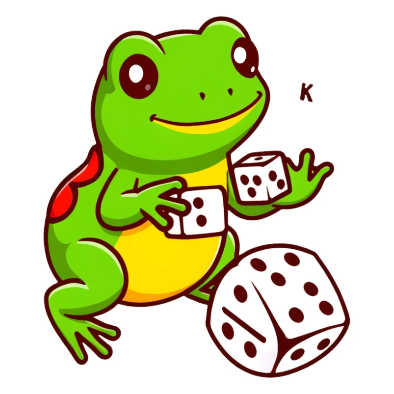 Flamboyant frog playing dice sticker
