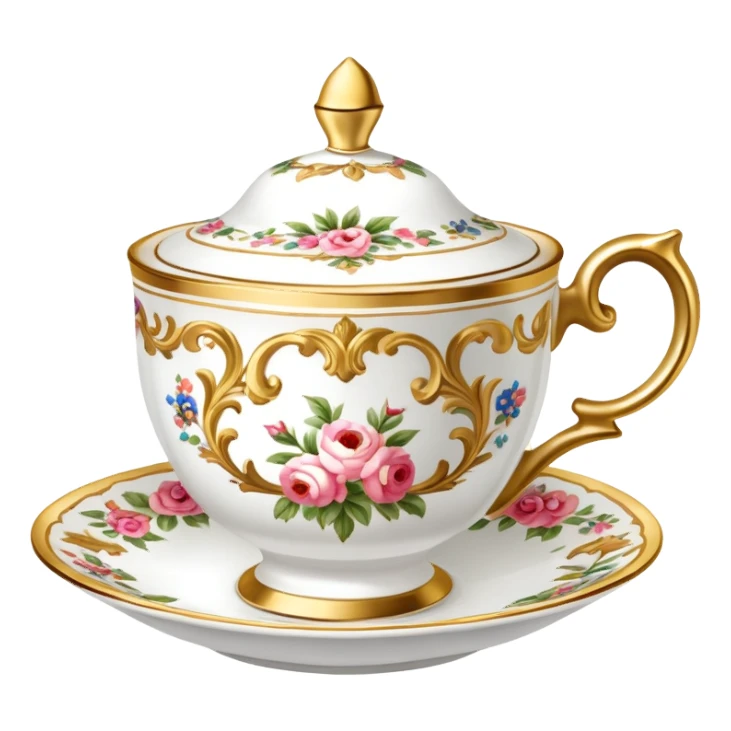 Rococo tea cup sticker