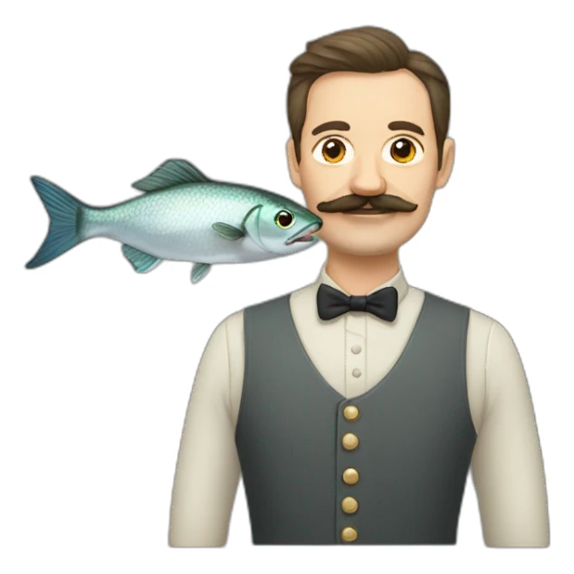 russian moustache husband with fish sticker