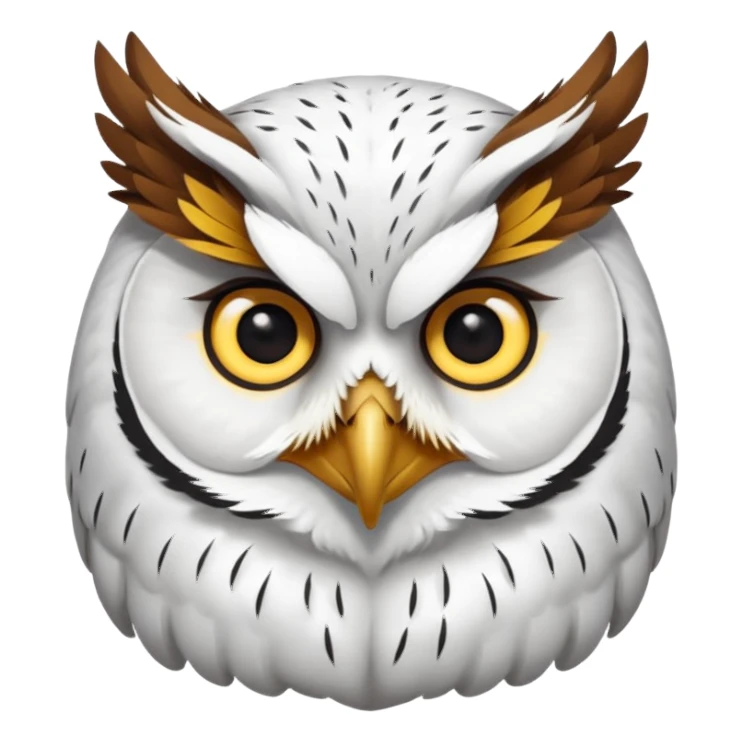 white olw, 45 degree rotate head, questionning sticker