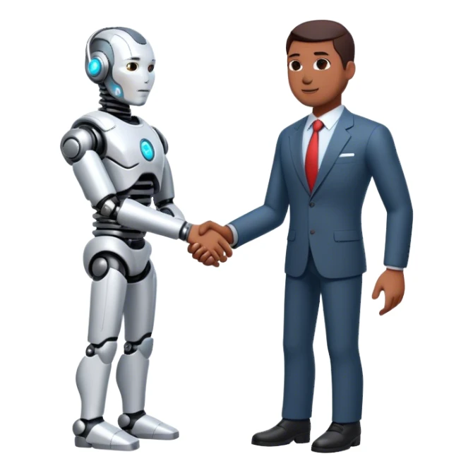 cyborg handshake with business man sticker