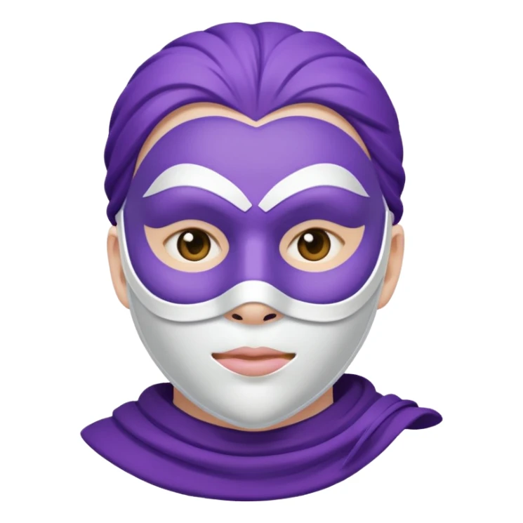 purple character with a white mask sticker