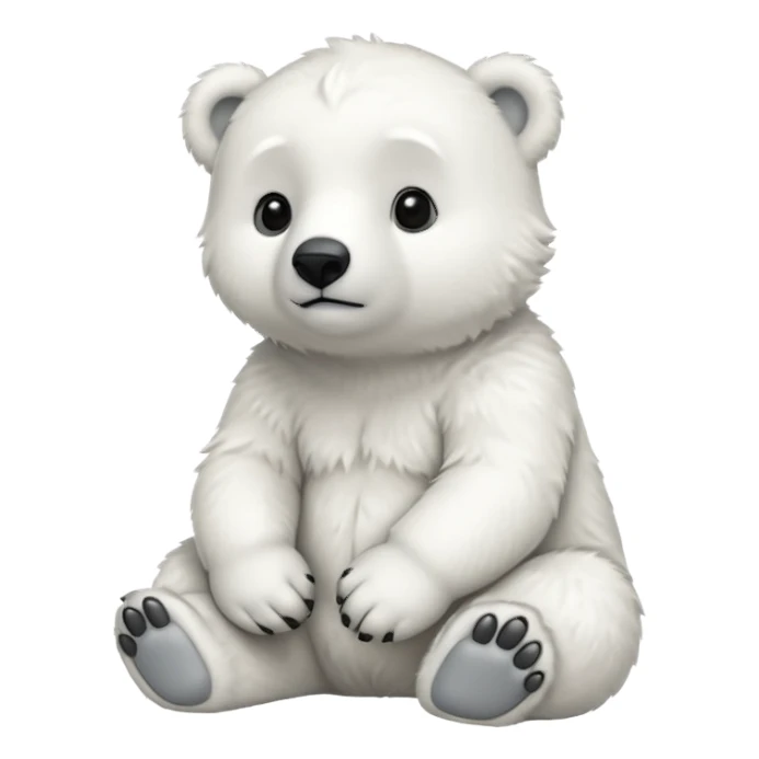 full body polar bear cub sitting sticker
