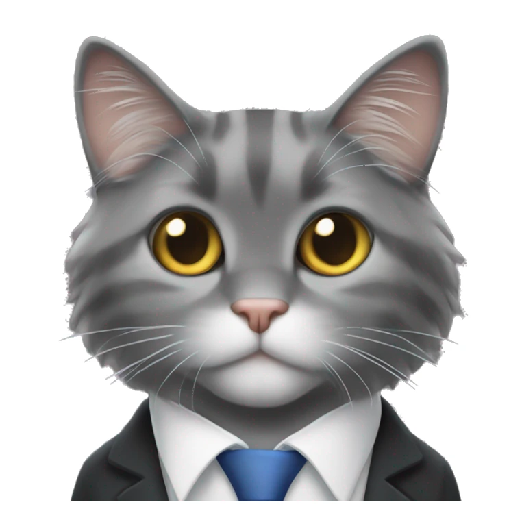Long-haired gray tuxedo cat boss ￼ sticker