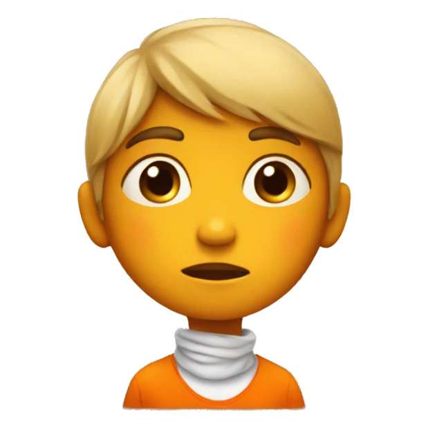sad child in a bright orange clothes sticker