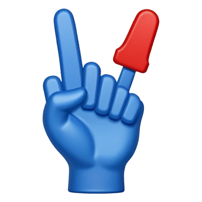 foam finger blue (#00A3E0) and red (#F9423A) sticker