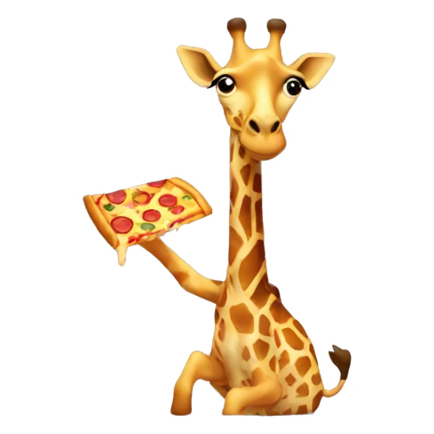 Giraffe eating a pizza sticker