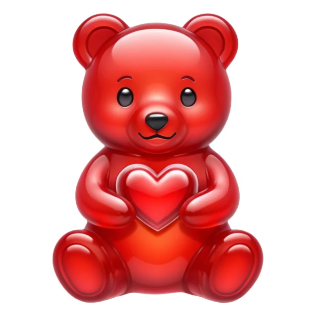 white jelly bear  heart red sticker