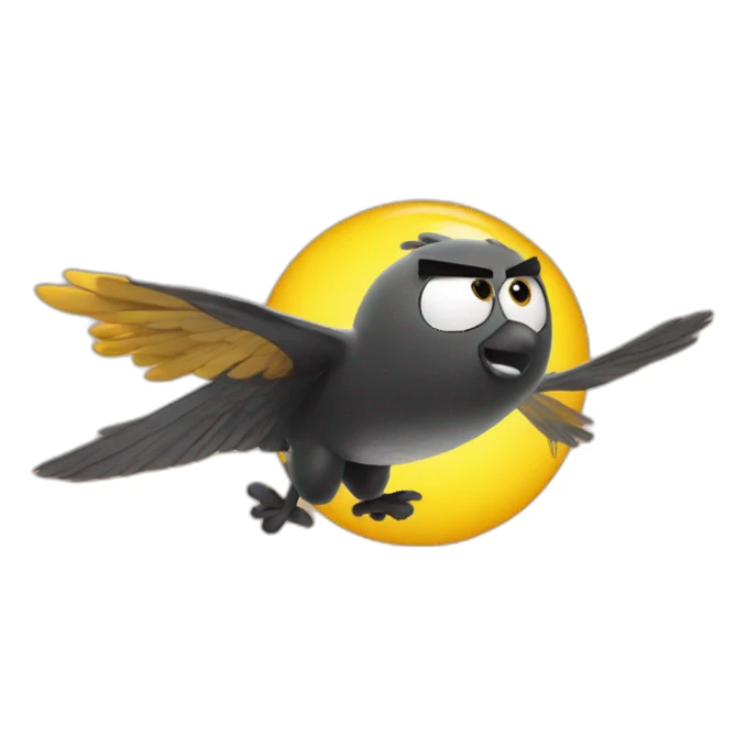 flying up to sky angrybird bomb sticker