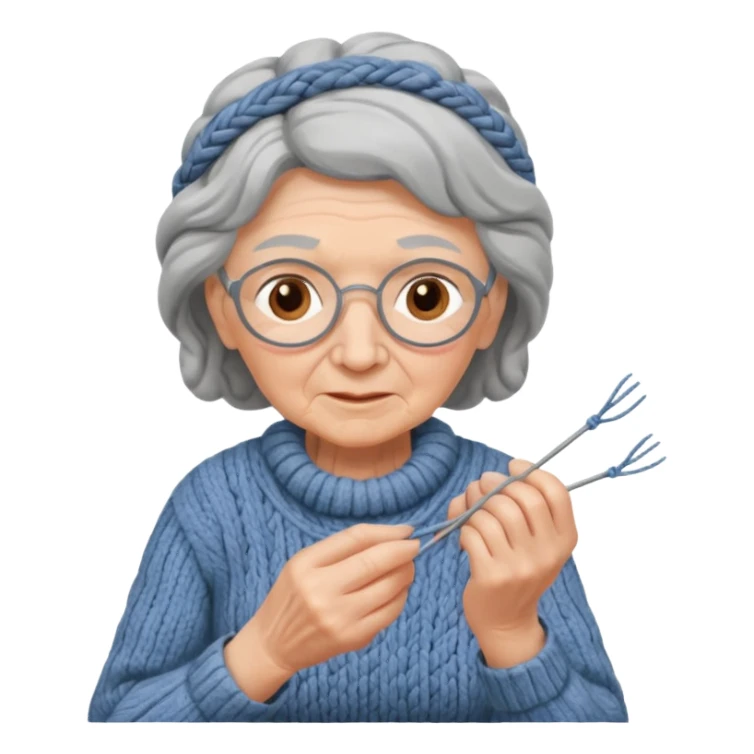 elderly woman knitting sticker