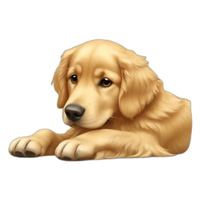 golden retriever lying down on the back  sticker