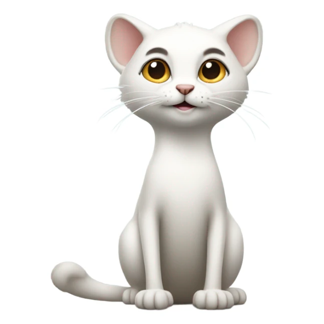 white cat standing tall like a meerkat sticker