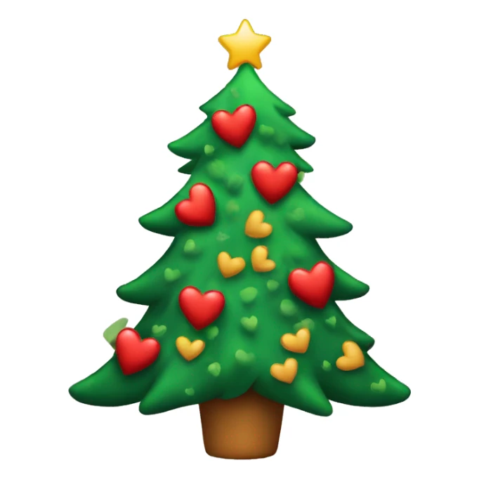 Christmas tree decorated with hearts sticker