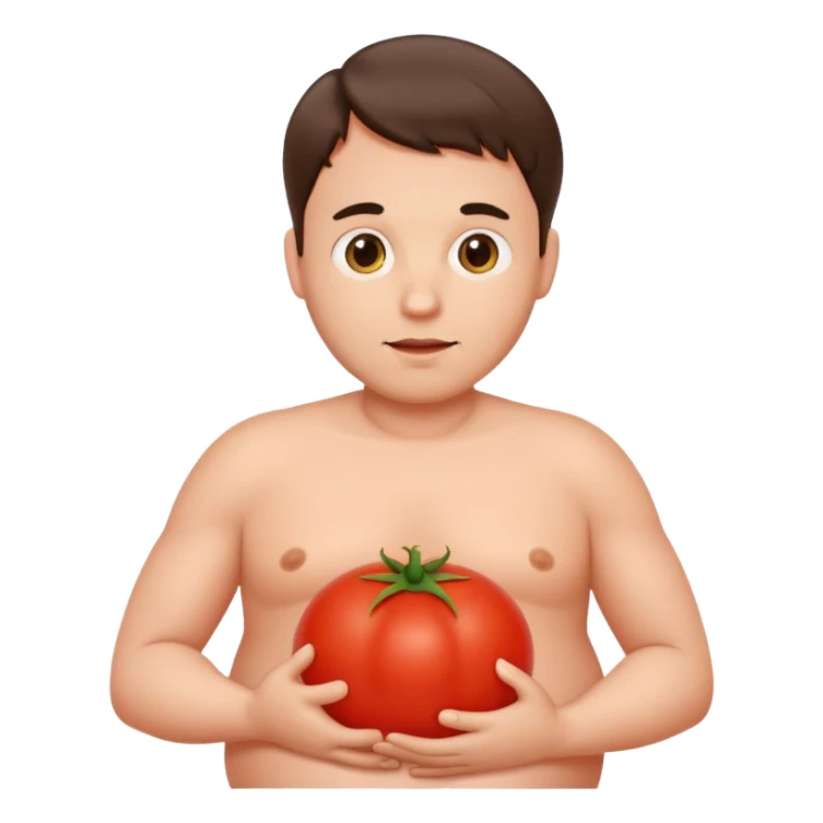 pregnant man with tomato belly sticker