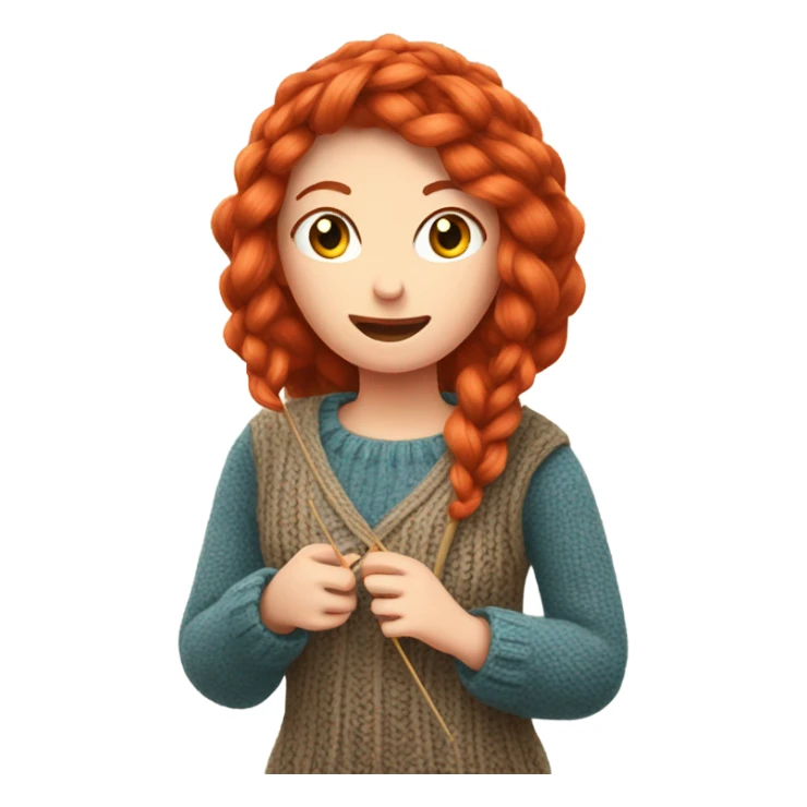Red headed woman knitting  sticker