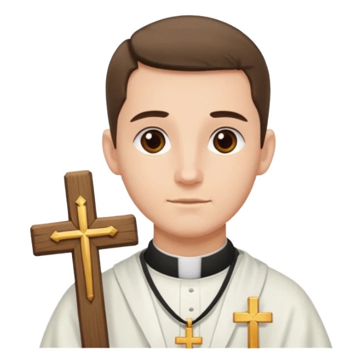 A priest with a cross sticker