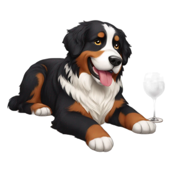 bernese mountain dog drinking good wine sticker