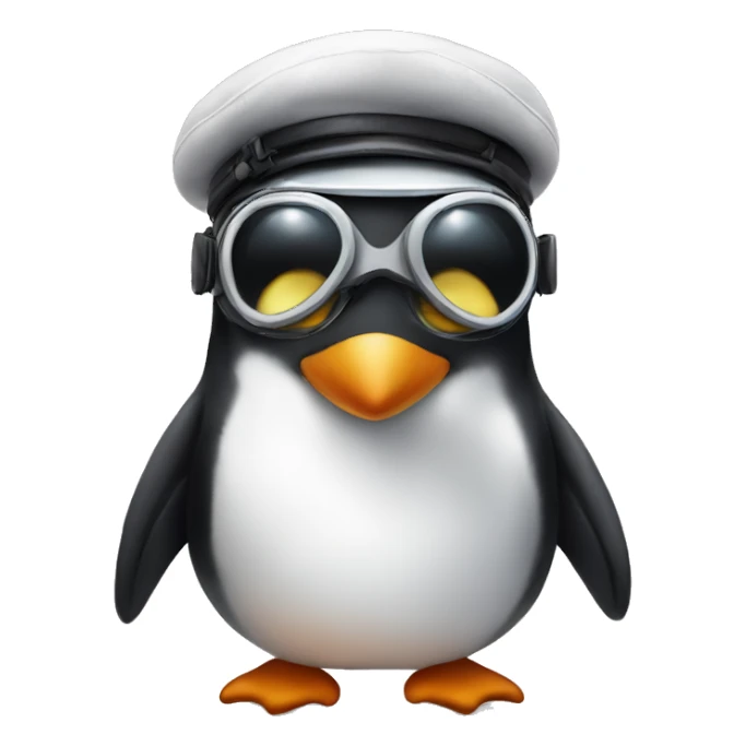 penguin with pilot hat and goggle sticker
