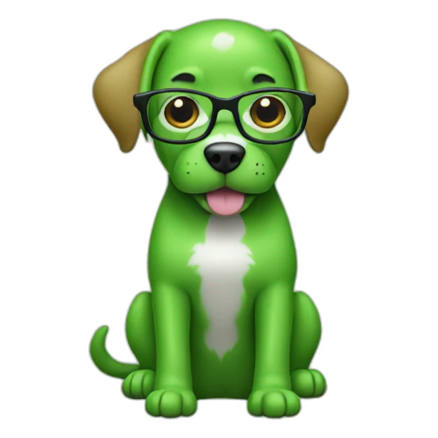 Green dog with glasses sticker