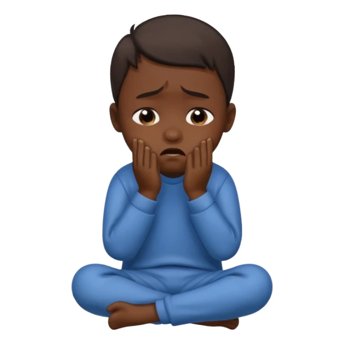Dark Skin child boy crying full body sticker