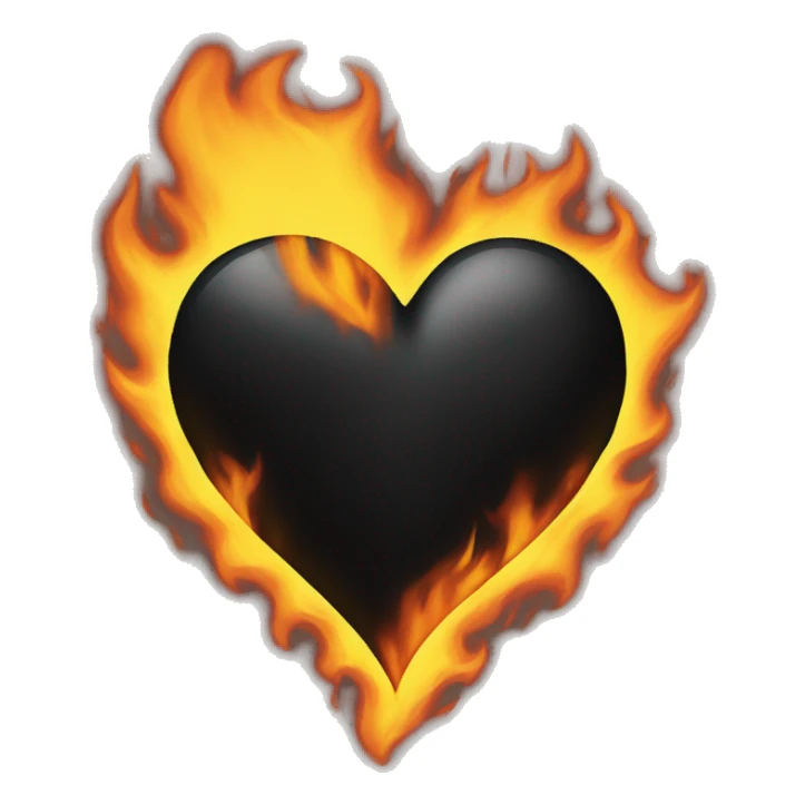 Black heart on fire sticker