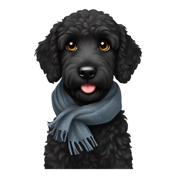 Black labradoodle with scarf black  sticker