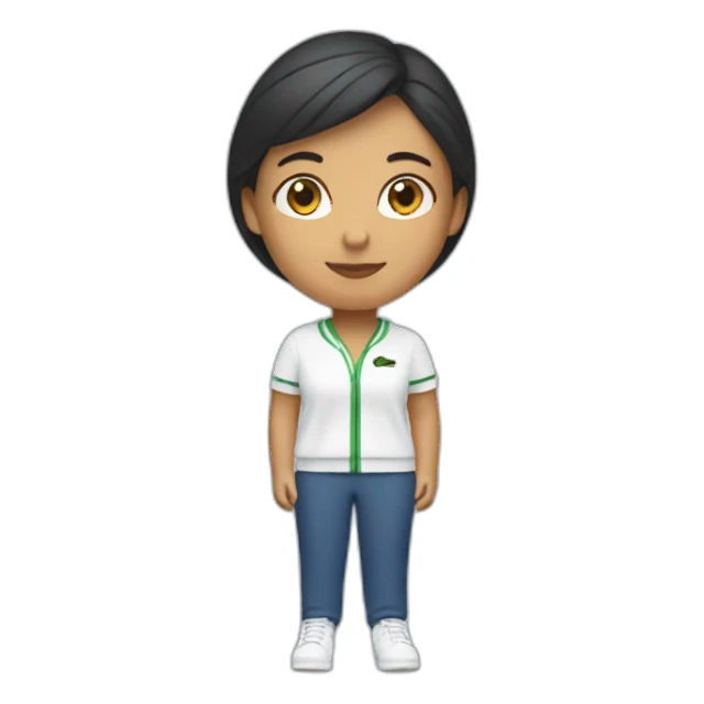 Latin woman using Lacoste  sticker