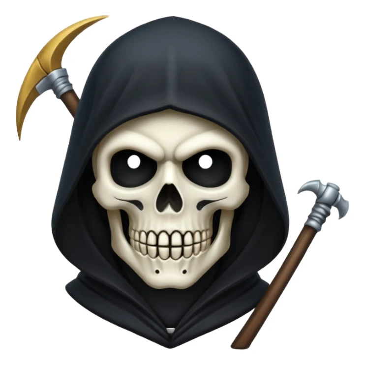 Icon of the Grim Reaper's face. коса полный рост sticker