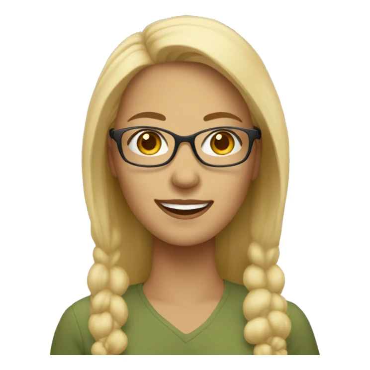 blonde woman with light brown glasses smiling sticker