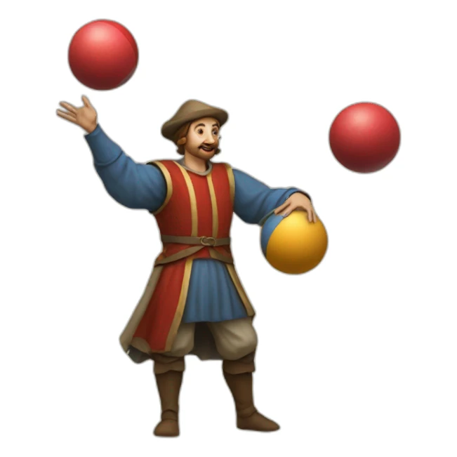 medieval juggler juggling 4 balls sticker