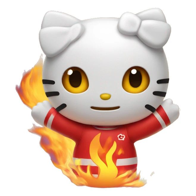 Hello kitty with fire in the background  sticker